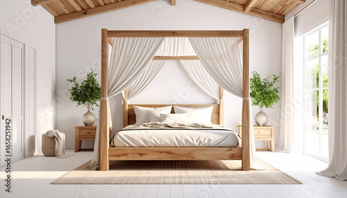 Experience serene luxury with a stunning canopy bed in a bright, modern bedroom retreat. Dreamy sleep awaits