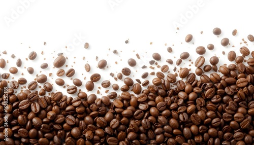 Grains de café isolés sur fond transparent, PNG pour la conception d'affiches et de bannières.
