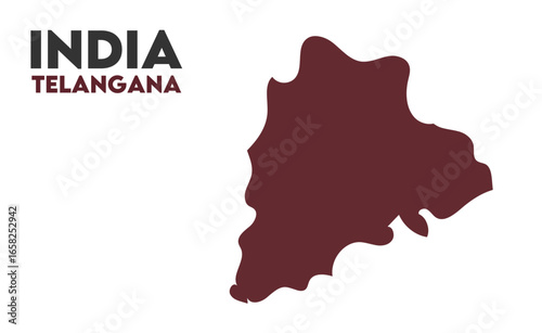 Telangana state map, Indian states, suitable for education, business, presentations, print, web use, and creative geographic projects. Indian union territory.