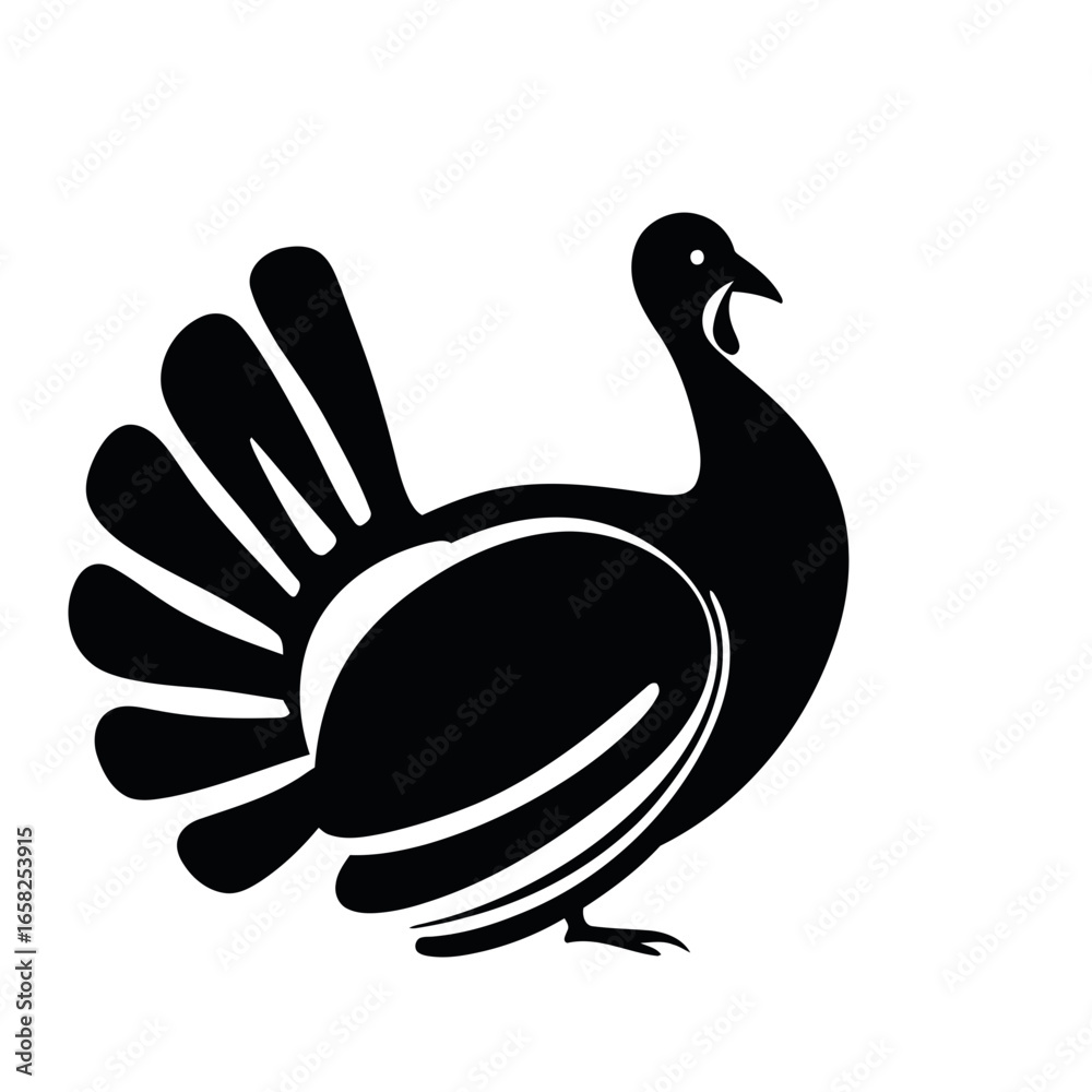 Fototapeta premium A cartoon vector illustration of a wild goose silhouette against water with a beak