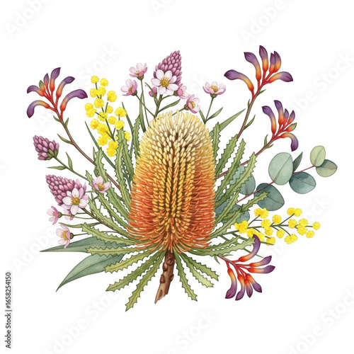 Australian flora isolated on transparent background