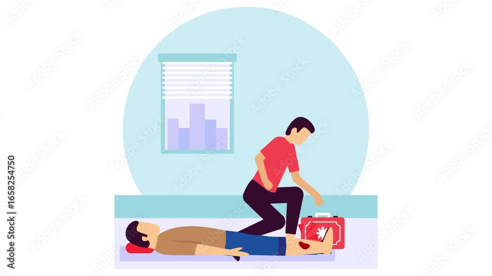 doctor treating patient with leg injury animation, medical first ...