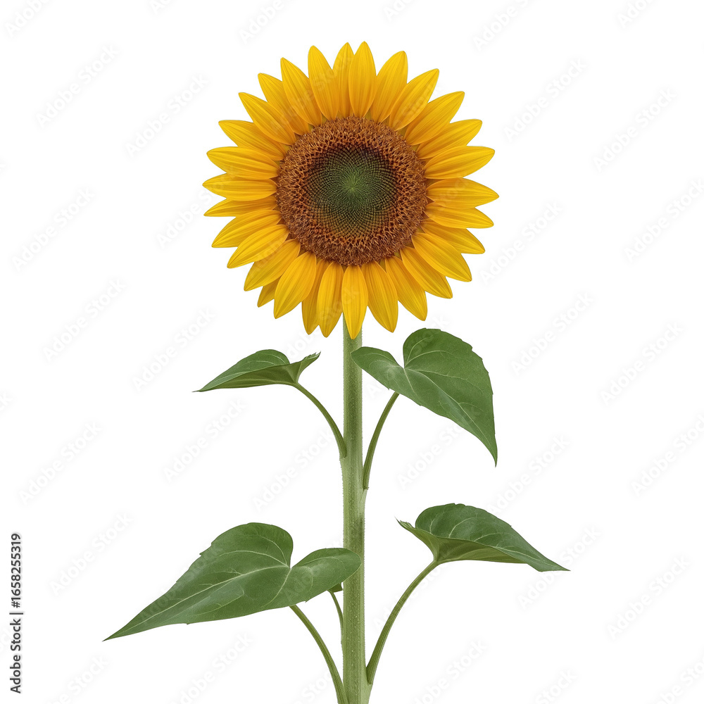 Obraz premium Vibrant sunflower blossom captured in high detail against a clean transparent setting creates a