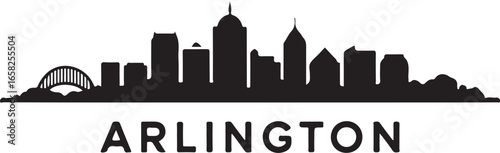 Arlington Skyline Silhouette Vector on White Background