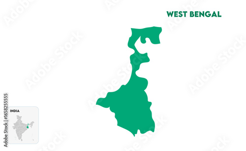 West Bengal map design, Indian states, suitable for education, business, presentations, print, web use, and creative geographic projects. Indian union territory.