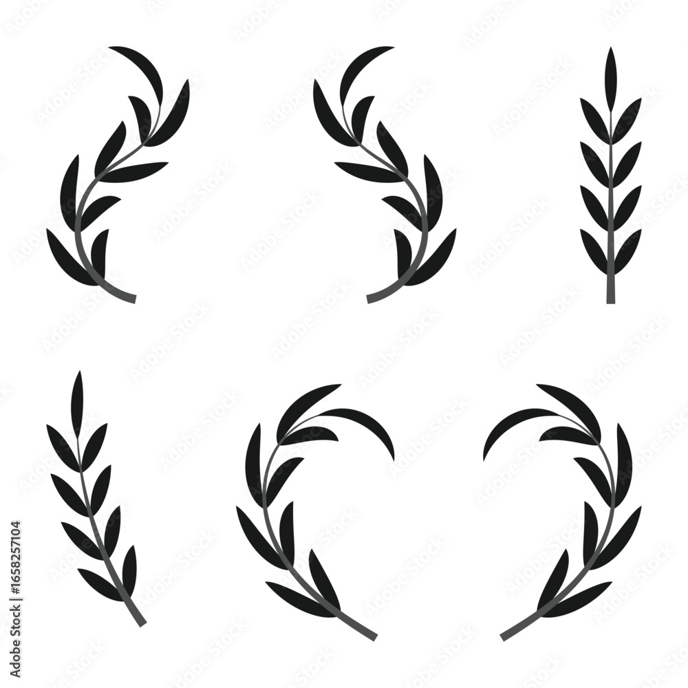 Wheat silhouette collection. Ear of wheat symbols. Wheat icon vector illustration. Wheat silhouette collection. Ear of wheat symbols. Wheat icon vector illustration.