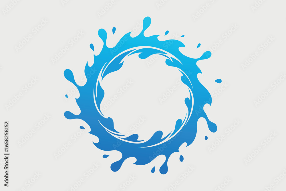 Fototapeta premium Abstract blue water splash frame design with gradient effect for creative branding and decoration