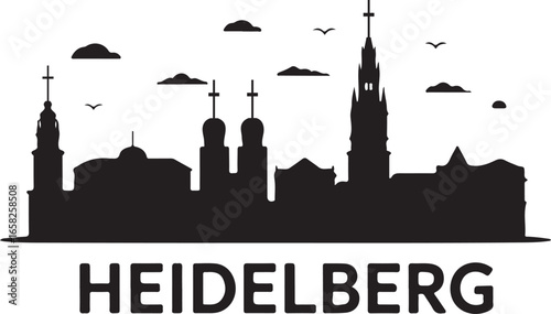Heidelberg Skyline Silhouette Vector on White Background