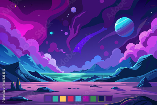 Galactic Panorama Glow Background