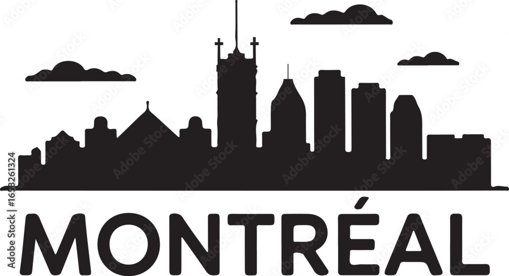 Obraz premium Montreal Skyline Silhouette Vector on White Background