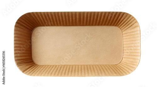 Empty brown paper baking cup or tray isolated on transparent background