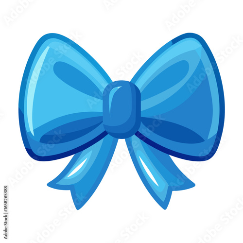 Elegant blue bow with glossy shine vector graphic