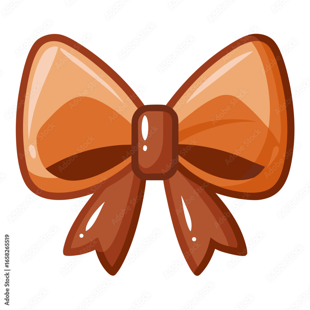 Fototapeta premium Elegant brown bow with realistic glossy shine vector graphic