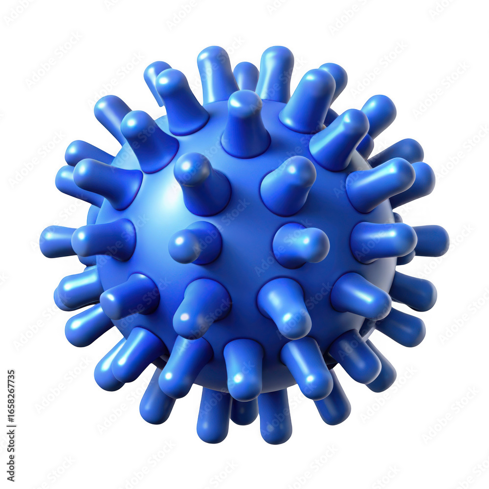 Obraz premium 3d blue spiky ball microbe representation