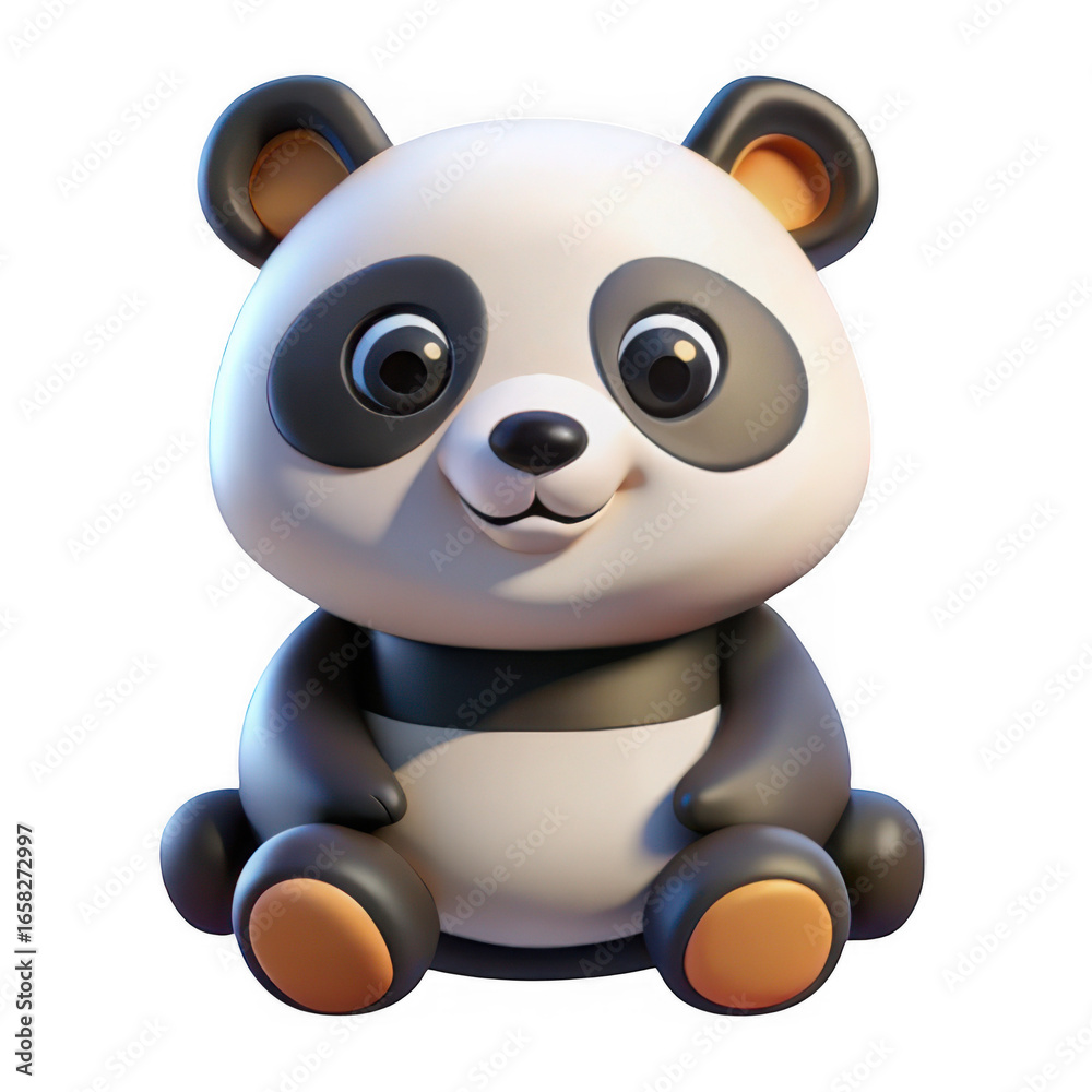 Fototapeta premium 3d adorable cartoon panda bear sitting