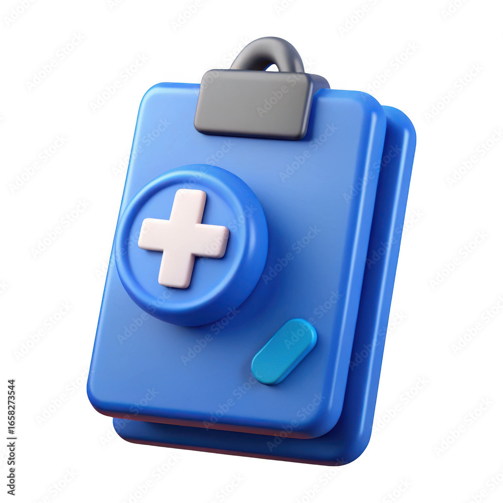 Obraz premium 3d medical clipboard with cross symbol isolated on transparent background