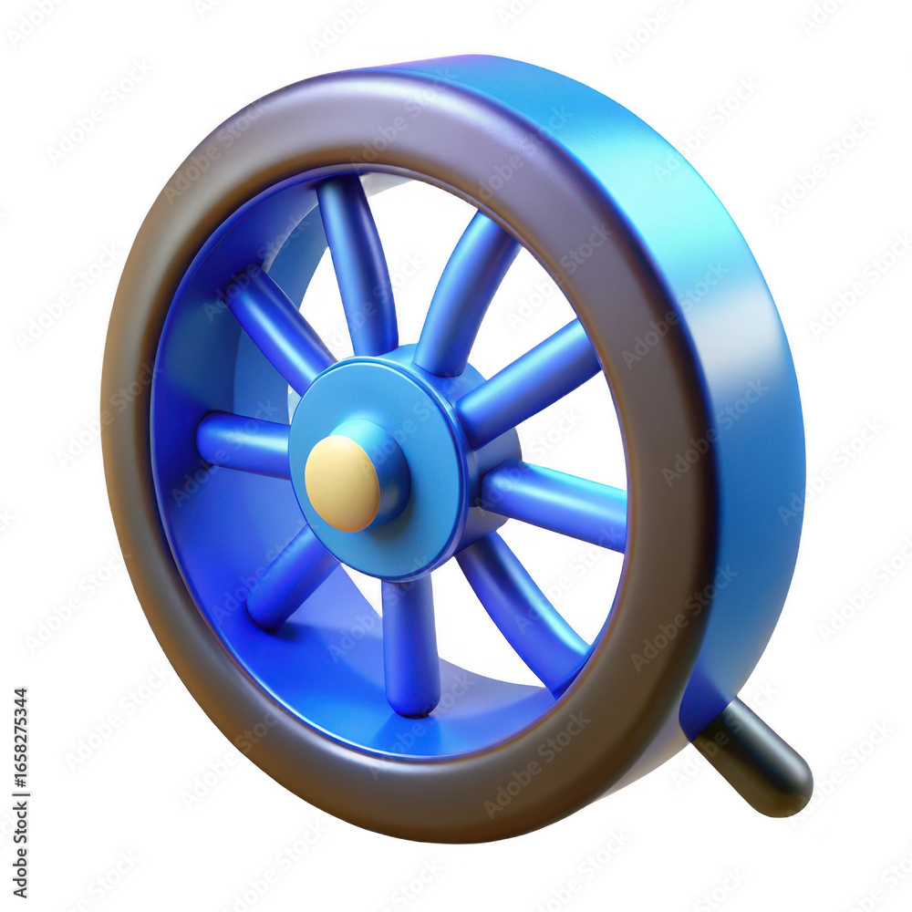 Obraz premium Blue wagon wheel isolated on transparent background