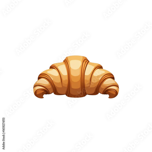 Golden brown croissant vector icon delicious baked pastry appetizing french food illustration