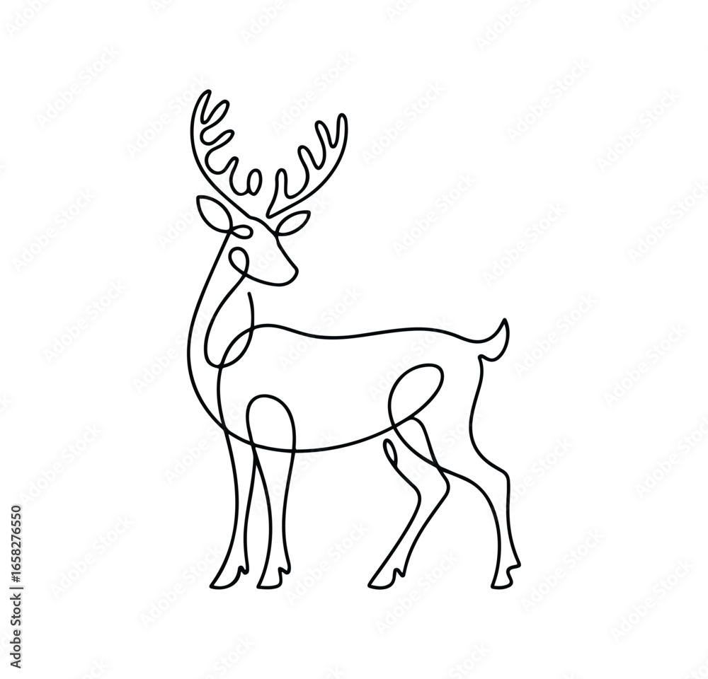 Fototapeta premium Deer Continuous Line Art – Minimalist Wildlife Animal Illustration