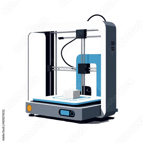 Modern 3d printer vector illustration creating objects scalable for digital design