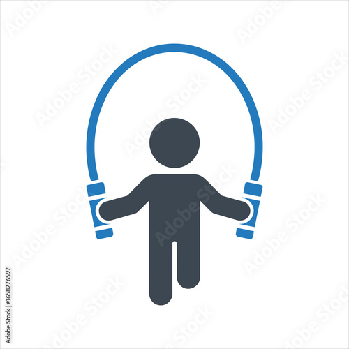 Jump rope exercise icon. Skipping rope icon