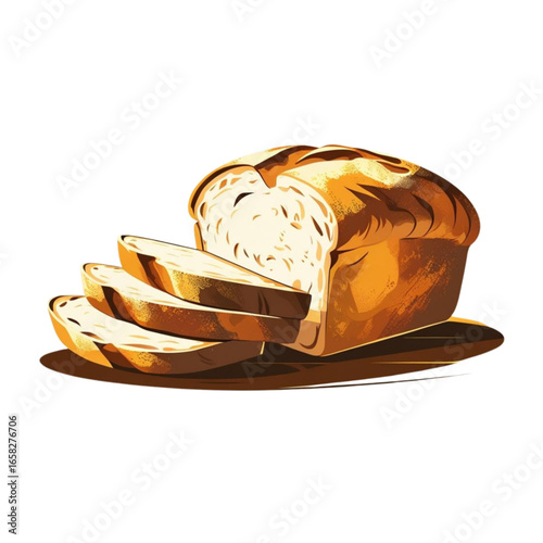 Freshly baked sliced loaf of bread vector illustration for culinary designs