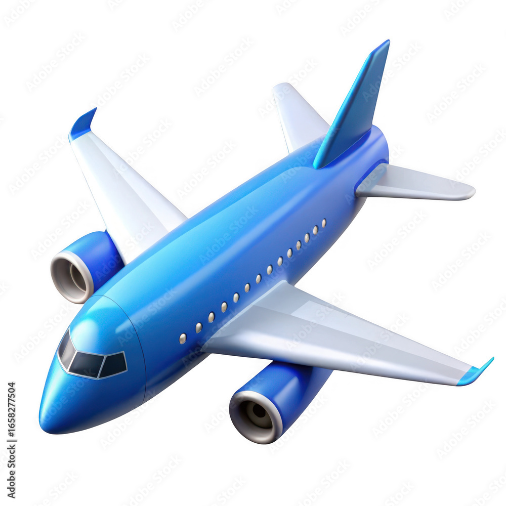 Naklejka premium 3d blue airplane isolated on transparent background