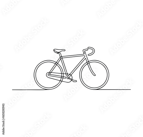 Minimal continuous line art of a bicycle in a clean modern style