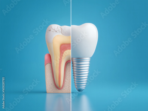 Realistic Dental Implant Close-Up – Tooth Replacement Surgery Concept