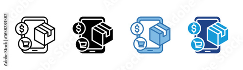 Mobile Commerce icon set multiple style collection