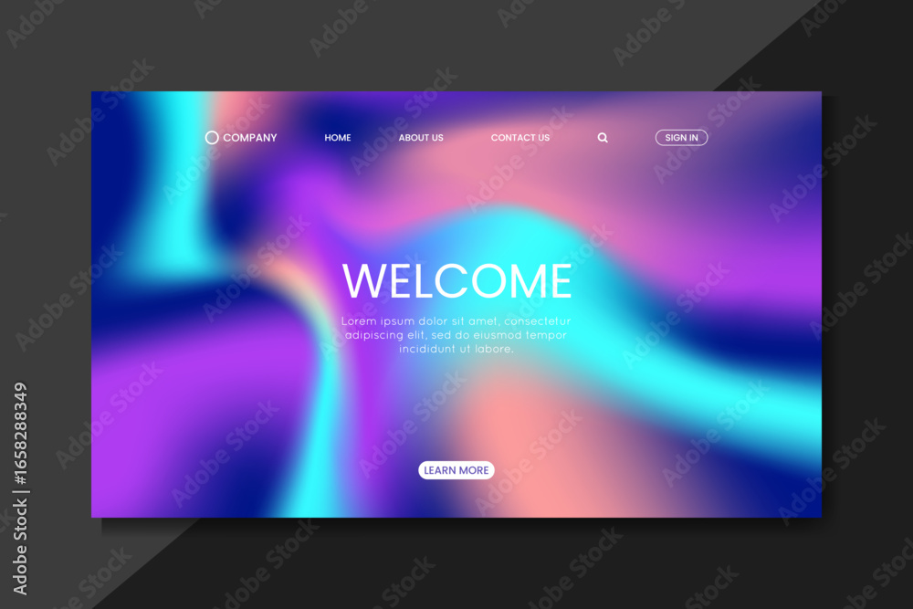 Fototapeta premium fluid gradient landing page with smooth abstract wave