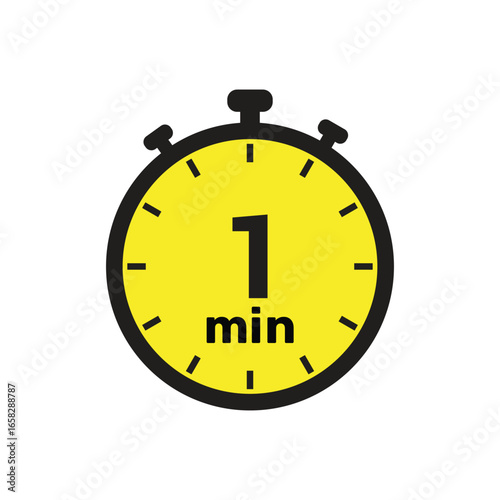 1 min clock icon vector number design illustration