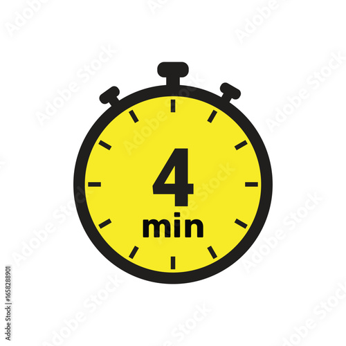 4 min clock icon vector number design illustration