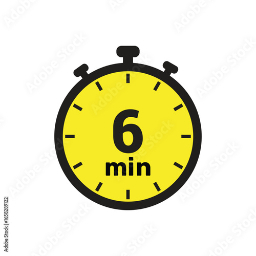 6 min clock icon vector number design illustration