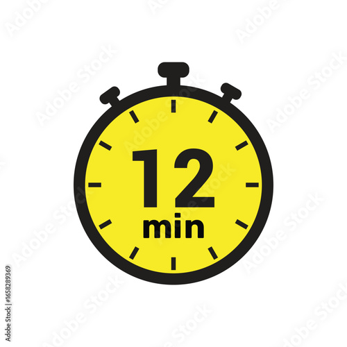 12 min clock icon vector number design illustration