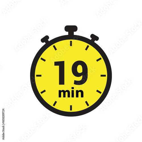 19 min clock icon vector number design illustration