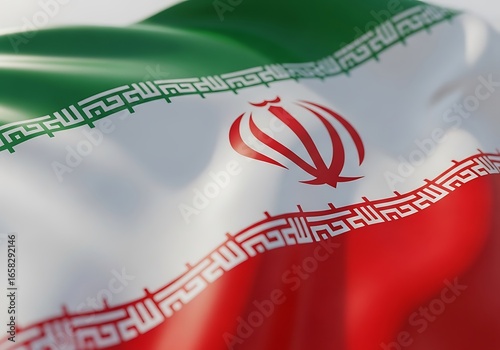 Close up of the national flag of iran waving gently