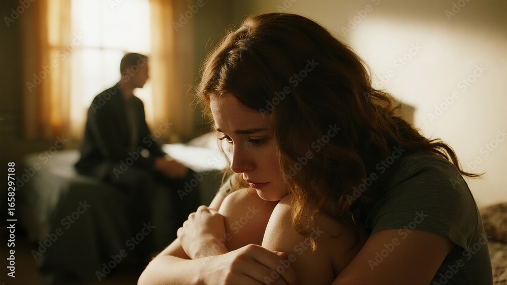 Naklejka premium A Young Couple Struggling with a Difficult Relationship