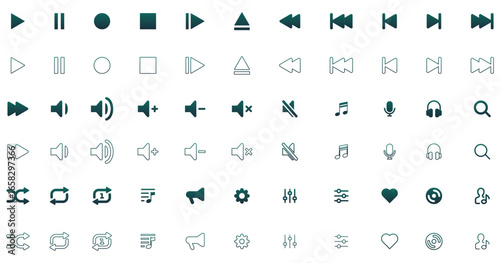 Audio Icon Pack with abstract gradient