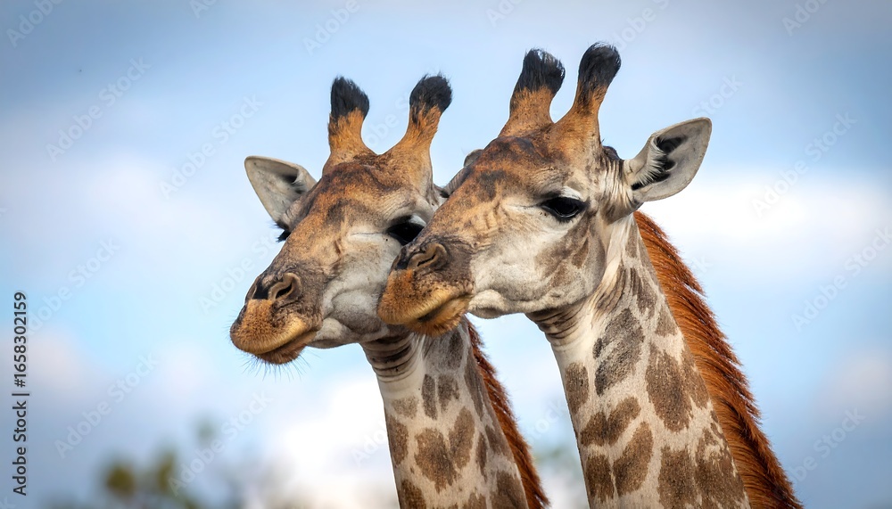 Fototapeta premium Two giraffes in profile