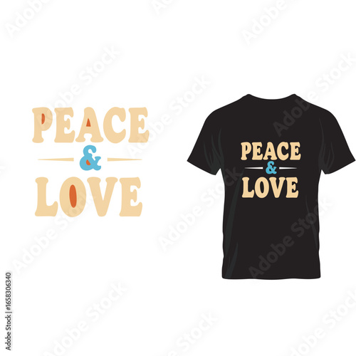 Peace & Love Graphic Tee Design with Retro Font - Vector Illustration for Positive Vibes