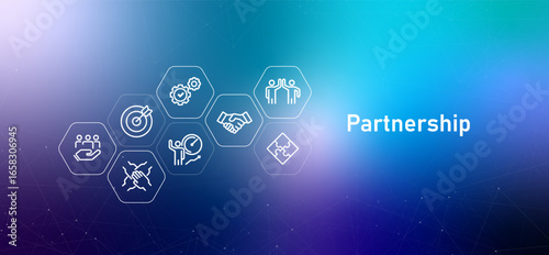 Partnership outline icons related to collaboration and business alliances corporate partnerships joint ventures or collaborative efforts company deal