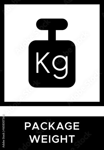 Package weight icon. Heavy package symbol. Cargo weight instruction label. Vector illustration. With Label Glyph Icon