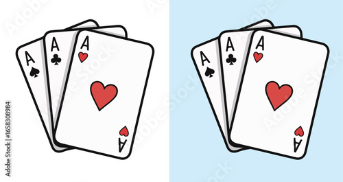 Hand drawn cartoon set of playing cards aces Vector