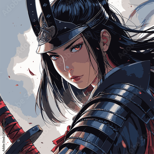 image of a woman wearing samurai armor 