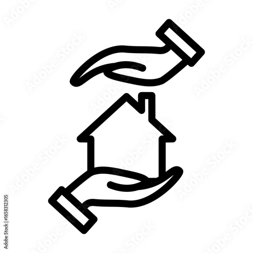 Mortgage Protection Vector Line Icon Design