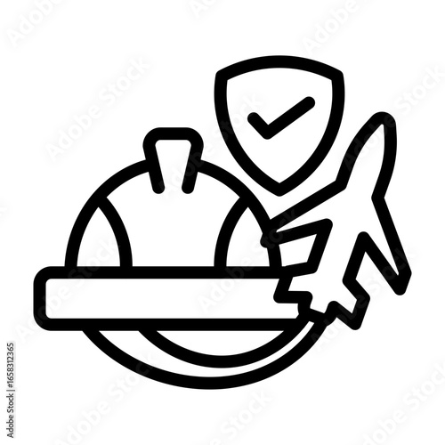 Overseas Worker Insurance Vector Line Icon Design