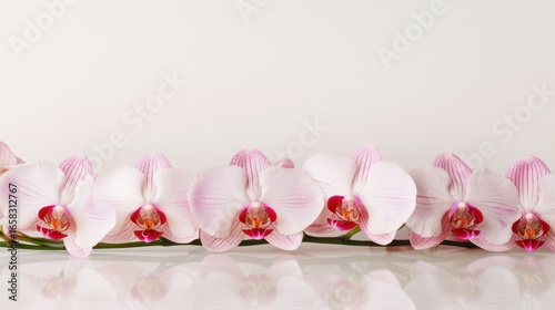 Elegant Pink Orchid Blooms on White Background for Minimalist Design
