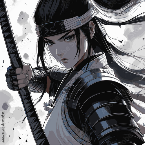 image of a woman wearing samurai armor 