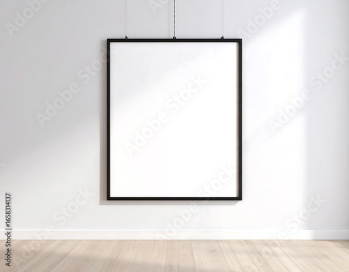 Minimalist Interior: Blank Canvas Hanging in Modern Room